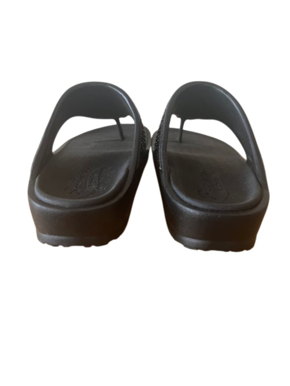 Skechers Arch Fit Thong Sandals Black Comfort Slides Womens 7  Bling *NEW* - Picture 5 of 5
